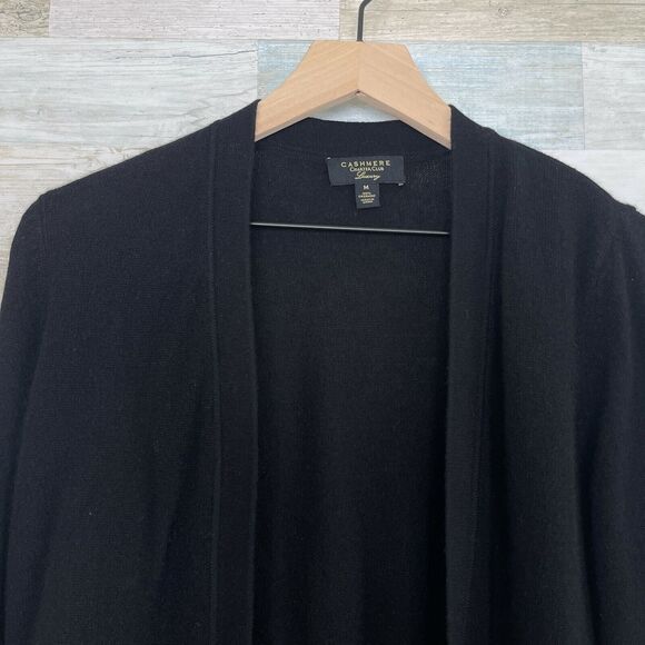 Charter Club 100% Cashmere Open Front Cardigan Sweater Black Womens Medium - Picture 2 of 6